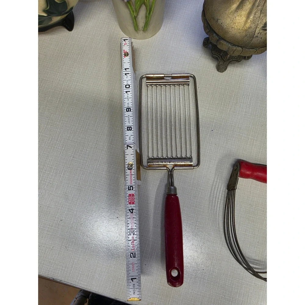 Vintage EKCO Cheese Slicer & Androck Pastry Blender Red Wood Handle USA Kitchen